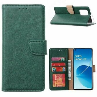 Oppo Reno 6 5G Hoesje Met Pasjeshouder Bookcase Donkergroen