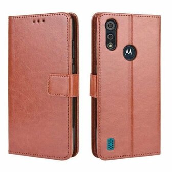 Motorola E7i Power Hoesje Met Pasjeshouder Bookcase Bruin