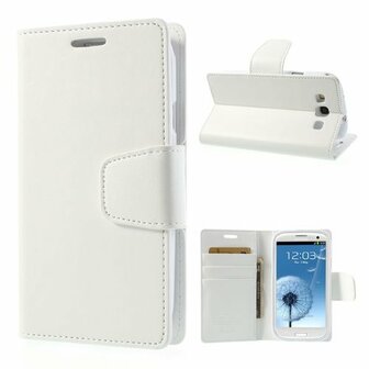 Samsung S3 Hoesje Met Pasjeshouder Bookcase Zilver