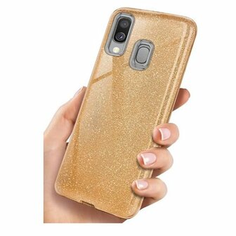 Samsung A40 Siliconen Glitter Hoesje Goud