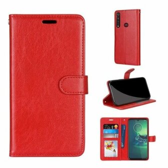 Motorola G8 Play Hoesje Met Pasjeshouder Bookcase Rood