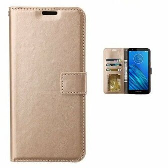 Motorola Moto E6 Hoesje Met Pasjeshouder Bookcase Goud