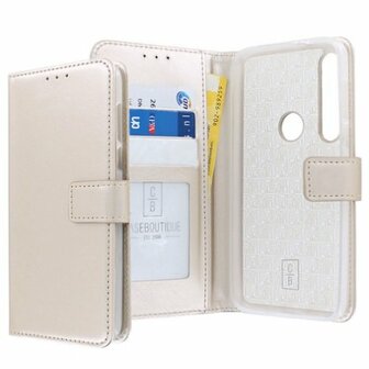 Motorola G8 Plus Hoesje Met Pasjeshouder Bookcase Goud