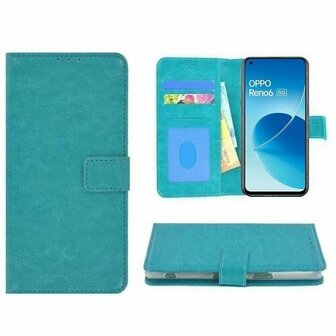 Oppo Reno 6 5G Hoesje Met Pasjeshouder Bookcase Turquoise