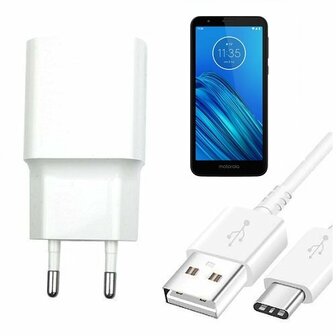 Motorola Moto E6 Oplader Snellader USB C