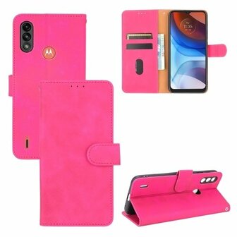 Motorola E7i Power Hoesje Met Pasjeshouder Bookcase Roze