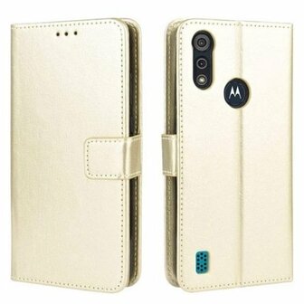 Motorola E7i Power Hoesje Met Pasjeshouder Bookcase Goud