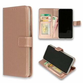 Motorola E7i Power Hoesje Met Pasjeshouder Bookcase Rose Goud