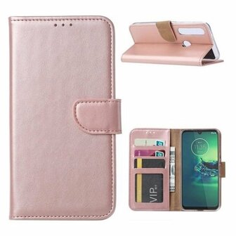 Motorola G8 Plus Hoesje Met Pasjeshouder Bookcase Rose Goud