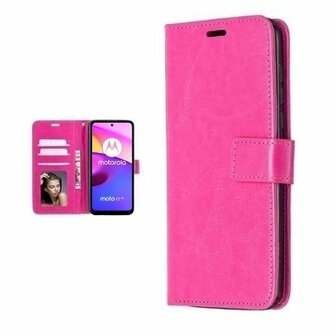 Motorola Moto E40 Hoesje Met Pasjeshouder Bookcase Roze