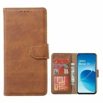 Oppo Reno 6 5G Hoesje Met Pasjeshouder Bookcase Bruin