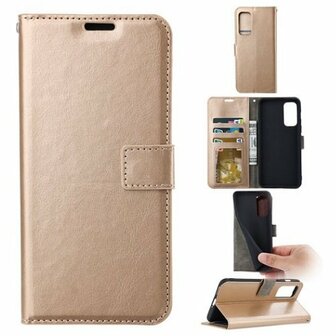 Motorola G9 Plus Hoesje Met Pasjeshouder Bookcase Goud