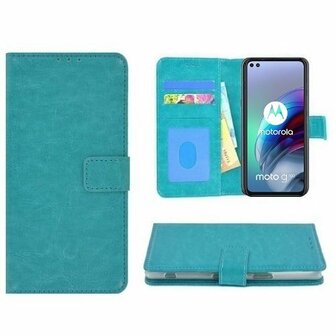 Motorola Moto G100 Hoesje Met Pasjeshouder Bookcase Turquoise