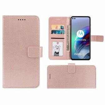 Motorola Moto G100 Hoesje Met Pasjeshouder Bookcase Rose Goud