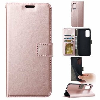 Motorola G9 Plus Hoesje Met Pasjeshouder Bookcase Rose Goud