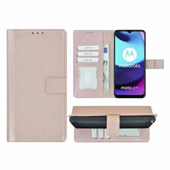 Motorola Moto E20 Hoesje Met Pasjeshouder Bookcase Rose Goud