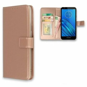 Motorola Moto E6 Hoesje Met Pasjeshouder Bookcase Rose Goud