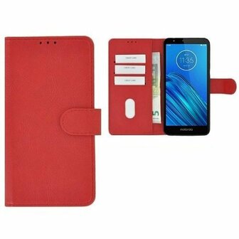 Motorola Moto E6 Hoesje Met Pasjeshouder Bookcase Rood