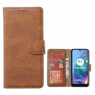 Motorola Moto G10 Hoesje Met Pasjeshouder Bookcase Bruin