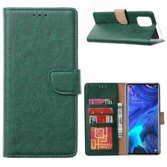 Oppo Reno 4 Hoesje Met Pasjeshouder Bookcase Donkergroen