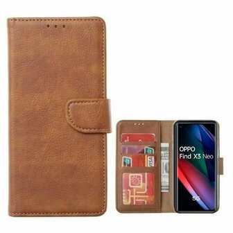 Oppo Find X3 Neo Hoesje Met Pasjeshouder Bookcase Bruin