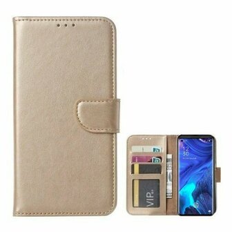 Oppo Reno 4 Hoesje Met Pasjeshouder Bookcase Goud