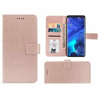 Oppo Reno 4 Hoesje Met Pasjeshouder Bookcase Rose Goud