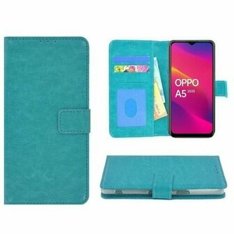 Oppo A5 2020 Hoesje Met Pasjeshouder Bookcase Turquoise