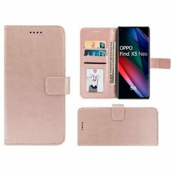 Oppo Find X3 Neo Hoesje Met Pasjeshouder Bookcase Rose Goud