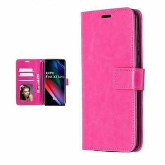 Oppo Find X3 Neo Hoesje Met Pasjeshouder Bookcase Roze