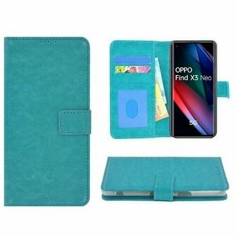 Oppo Find X3 Neo Hoesje Met Pasjeshouder Bookcase Turquoise