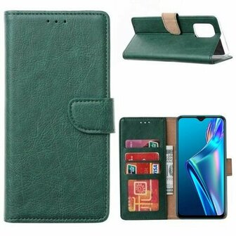 Oppo A12s Hoesje Met Pasjeshouder Bookcase Donkergroen