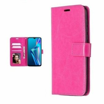 Oppo A12s Hoesje Met Pasjeshouder Bookcase Roze