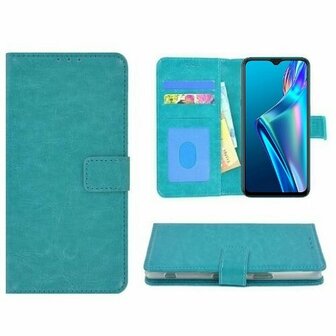 Oppo A12s Hoesje Met Pasjeshouder Bookcase Turquoise