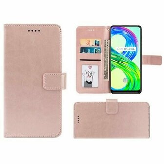 Realme 8 Pro Hoesje Met Pasjeshouder Bookcase Rose Goud