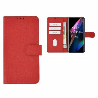 Oppo X3 Pro Hoesje Met Pasjeshouder Bookcase Rood