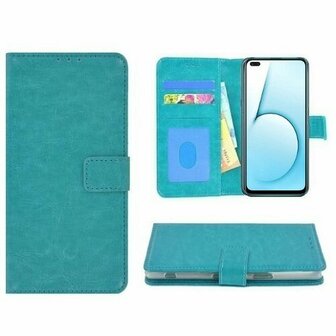 Realme X50 5G Hoesje Met Pasjeshouder Bookcase Turquoise