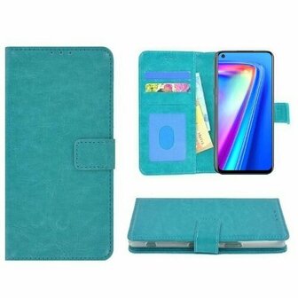 Realme 7 Hoesje Met Pasjeshouder Bookcase Turquoise