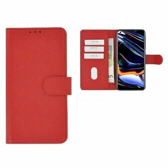 Realme 7 Pro Hoesje Met Pasjeshouder Bookcase Rood