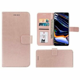 Realme 7 Pro Hoesje Met Pasjeshouder Bookcase Rose Goud