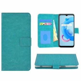 Realme C11 Hoesje Met Pasjeshouder Bookcase Turquoise