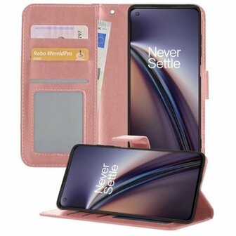 OnePlus Nord CE Hoesje Met Pasjeshouder Bookcase Rose Goud