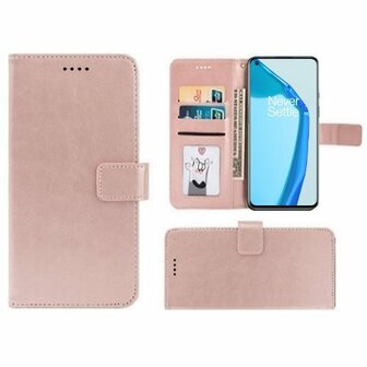 OnePlus 9 Hoesje Met Pasjeshouder Bookcase Rose Goud