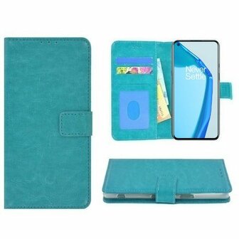 OnePlus 9 Hoesje Met Pasjeshouder Bookcase Turquoise