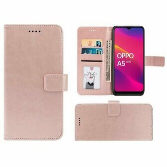 Oppo A5 2020 Hoesje Met Pasjeshouder Bookcase Rose Goud