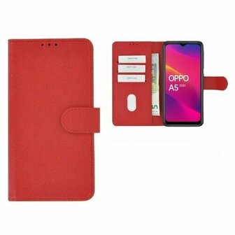 Oppo A5 2020 Hoesje Met Pasjeshouder Bookcase Rood