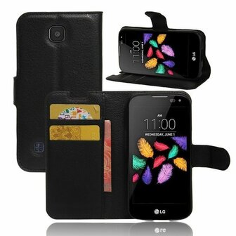 LG K3 Hoesje Met Pasjeshouder Bookcase Zwart