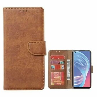 Oppo A73 5G Hoesje Met Pasjeshouder Bookcase Bruin