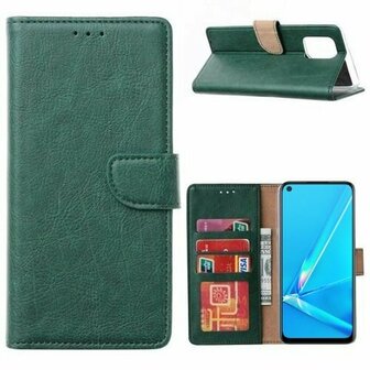 Oppo A92 Hoesje Met Pasjeshouder Bookcase Donkergroen