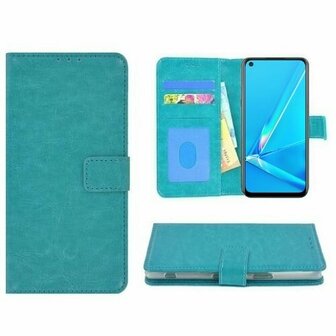 Oppo A92 Hoesje Met Pasjeshouder Bookcase Turquoise